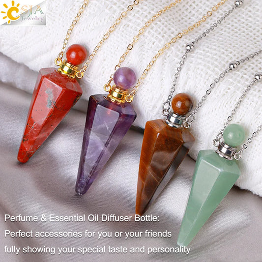Natural Stone Perfume Bottle Necklace