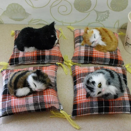 Simulation Cat Toy Ornaments – Animal Plush Flower Cat Cloth Cushion & Desktop Doll