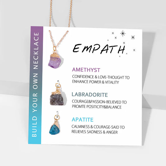 Natural Mineral Stone Charm Necklace Set